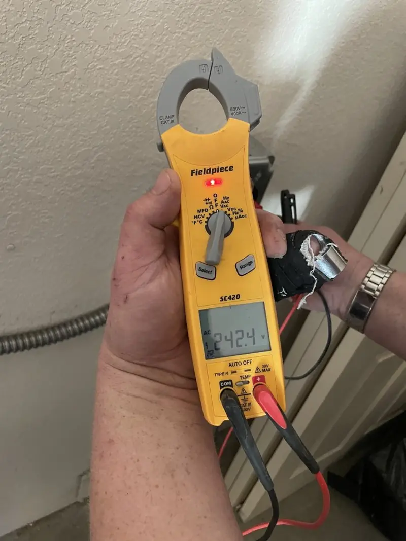 Voltage testing with clamp meter during Hot Tub / Pool Electrical Wiring in Umatilla